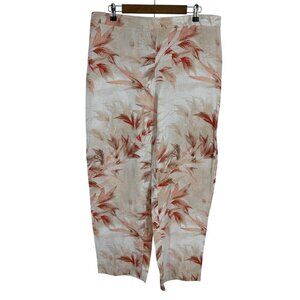 Chicos Linen Tropical Print Elastic Waist Pants Lightweight Casual Sz 2.5 US 14